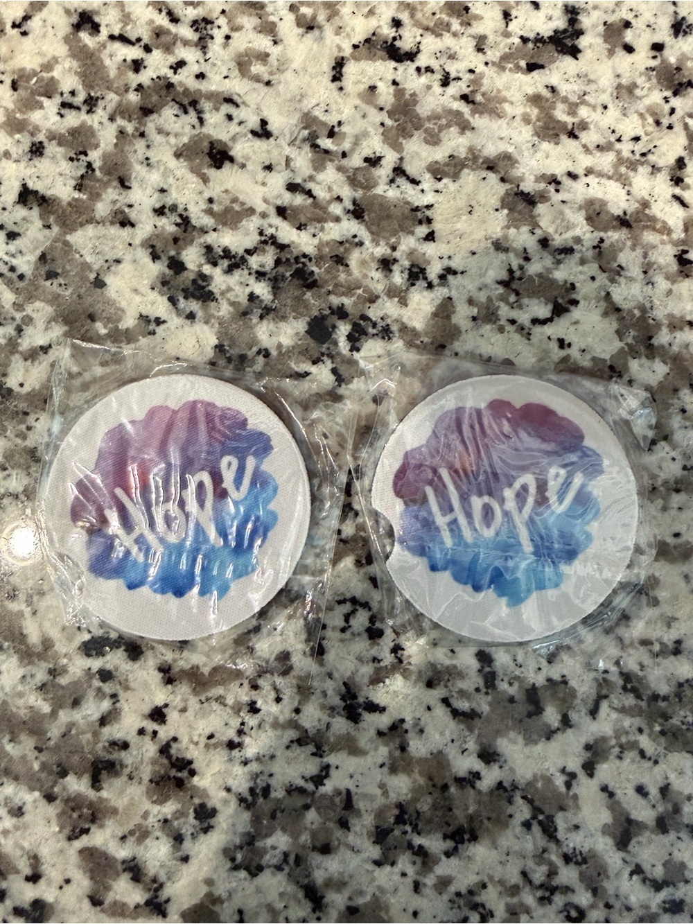 Hope watercolor circle Car Cup Holder Covers - purple blue